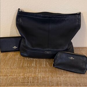 Coach Midnight Black Leather Trio